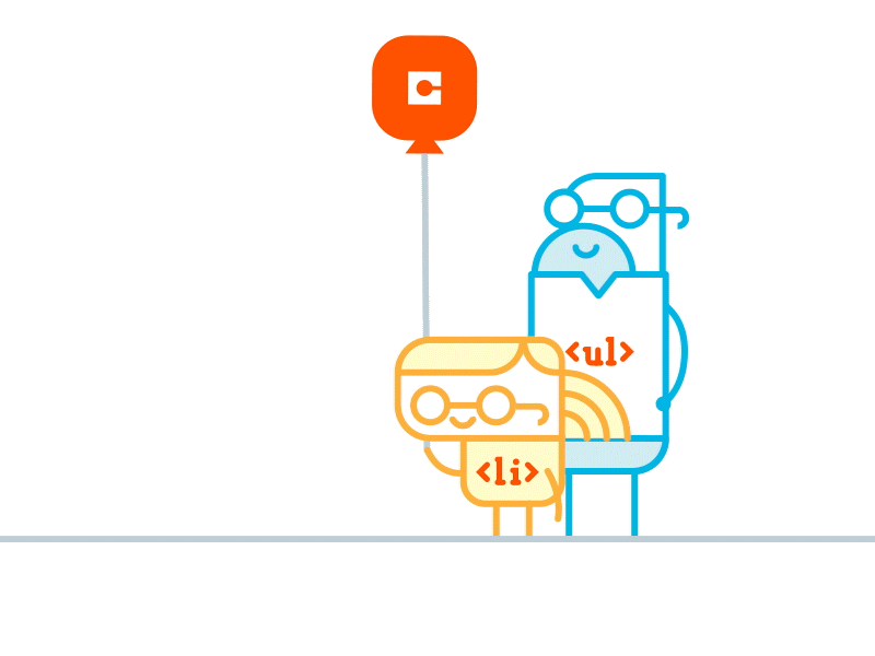 Bring Your Coder to Work Day animation balloon character gif line art