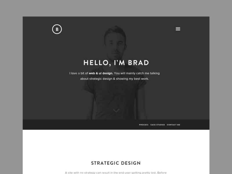 Brad Rushton | Portfolio Site flat ui gif landing layout one page web website