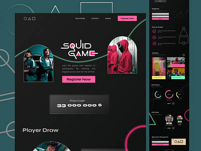 Squid Game Landing Page 3d animation branding design graphic design illustration interface logo motion graphics ui ui ux uidesign ux web