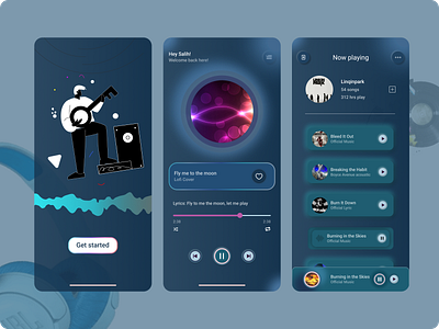 Music Player App 3d animation app branding design graphic design icon illustration logo motion graphics ui