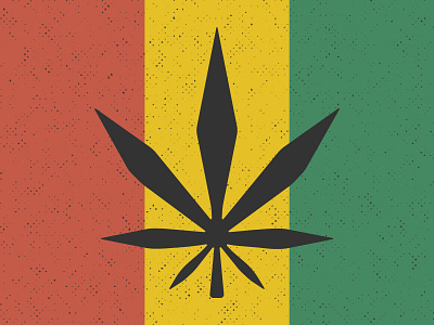 Cartoon Cannabis Leaf (Rasta Flag)