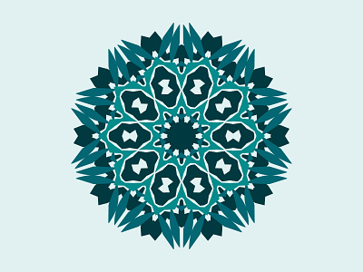 Teal Shades Leaf Mandala