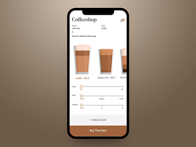 Coffeeshop App (Interaction) app design branding design figma interaction design mobile mobile app mobile design mobile ui protopie ui ui design ux ux design visual design