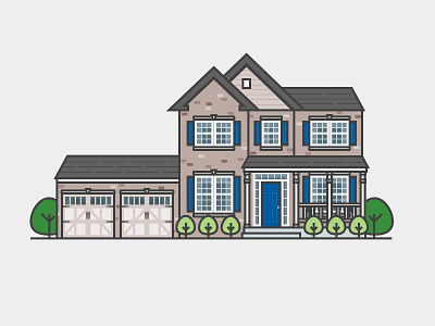 Home Sweet Home bushes home house illustration trees vector windows
