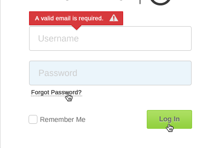 Login Screen Error Validation error login validation