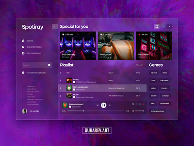 Concept design of a streaming service app design music service stream ui ux web