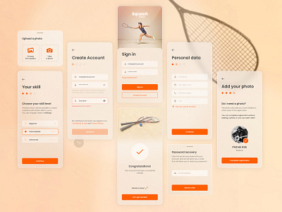 Register & Login Screens - Glassmorphism app clean create account design finder glass glassmorphism login mobile app register signup sport squash ui ux uxui