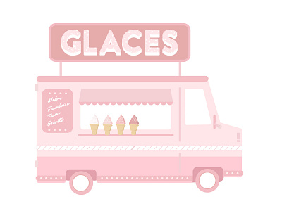 Glace à l'eau food truck ice cream illustration pink vector