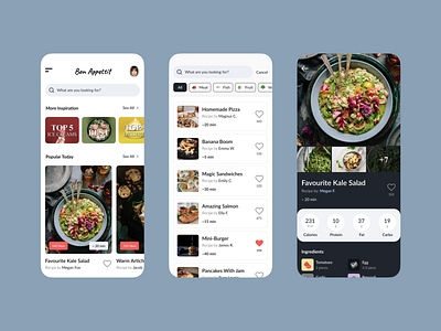 Cooking Friend App app breakfast chef clean. dinner design filter food food app food apps ios iphone kitchen learning app minimalism mobile recipe recipe app recipes ui ux