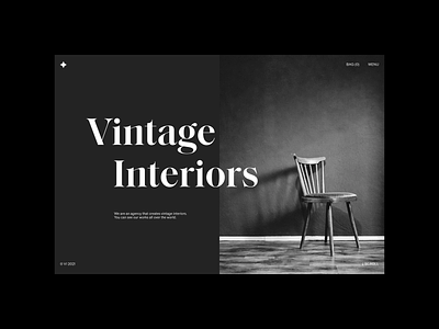 Vintage Interiors Website agency architecture black clean concept design fashion furniture interior landing minimal modern typography ui ux vintage web design website white