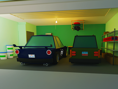 Garage Cars (low poly) 3d b3d blender blender3d blendercycles car cars cycles garage illustration render