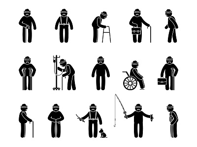 Grandfather stick figure icons