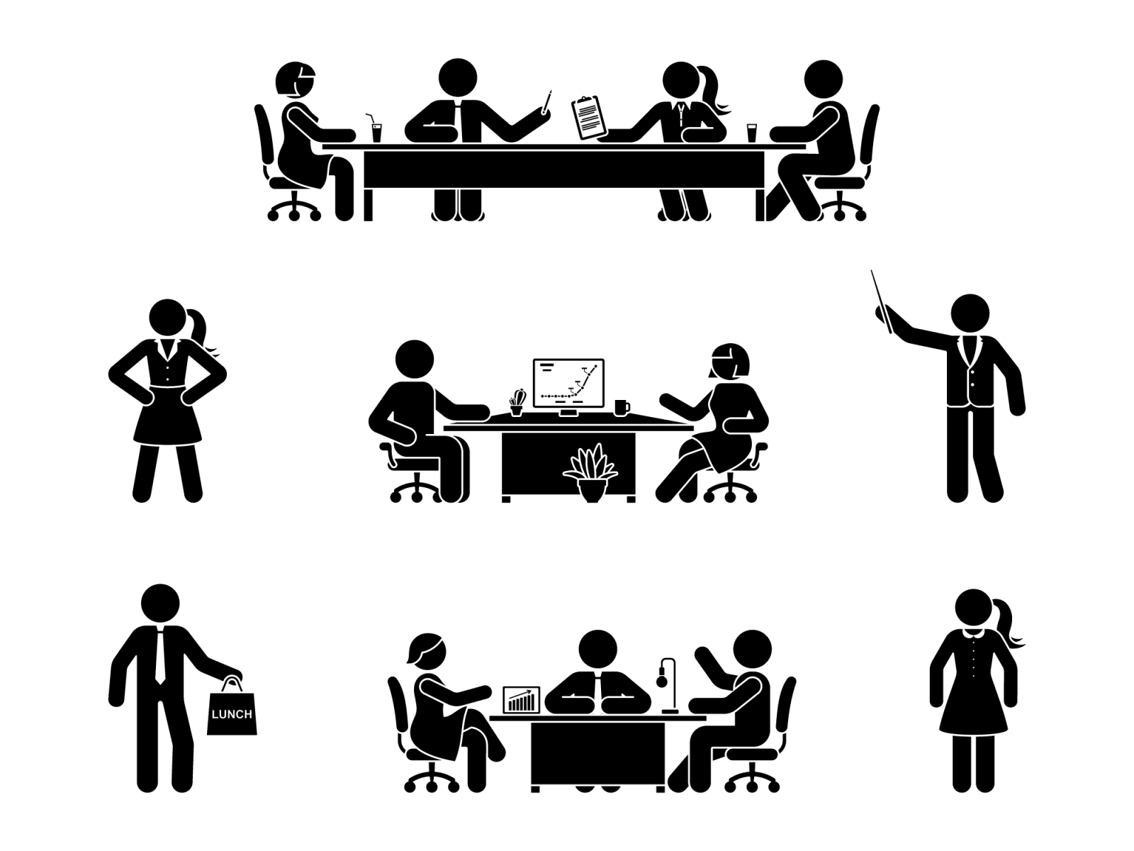 Office stick figure people at business meeting by Cherstva on Dribbble