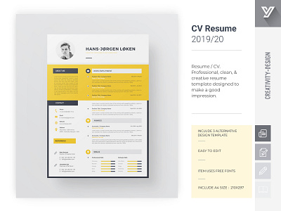 CV Resume 210x297 a4 clean code cover letter creative curriculum vitae cv cv design design elegant pro resume resume template resume word simple simple resume template