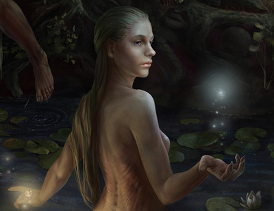 Siren character digital illustration figure illustration marmaid mythology nude portrait siren woman