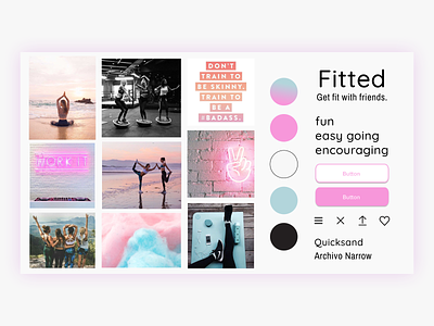 Fitted Fun Mood Board color palette encouraging fitness app fun inspiration mobile app moodboard palette typogaphy
