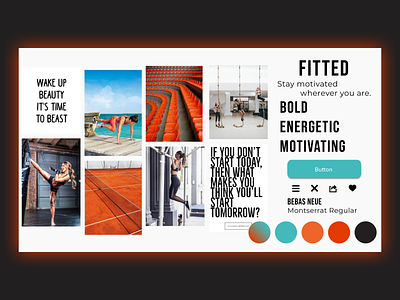 Fitted Motivate! Mood Board colorpalette energetic fitness app moodboard motivated workout app