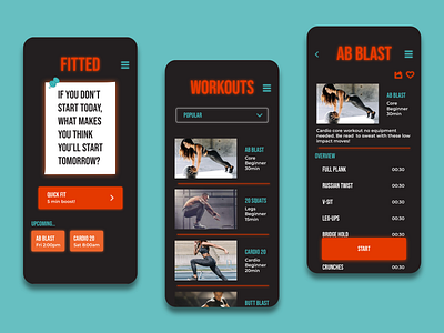 Fitted Motivate! Fitness App fitness app iteration mobile app motivate uid uidesign workout app
