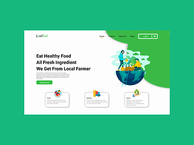 Local Food Landing Page design food fresh green illustration resource ui uiux uiuxdesign ux vegetables webdesign website