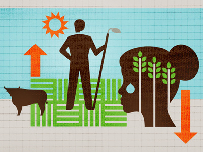 Agriculture illustration developing world farming gender silhouette