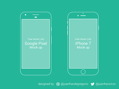 Free Google Pixel - iPhone 7 Mockup android apple device free freebie google pixel ios iphone 7 mock mockup template vector