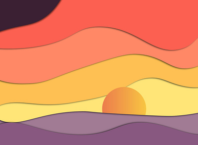 SunSet flat art illustration minimal minimalist vector