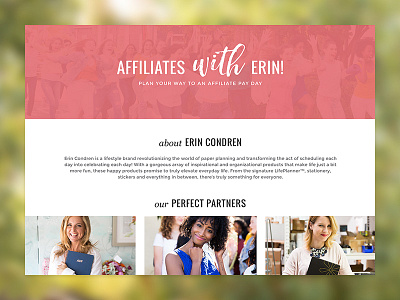 Affiliates With Erin affiliates condren descriptive erin explanation feminine full width grid info landing page pink