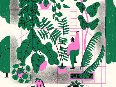 Greenhouse Illustration art green greenhouse illustration plants procreate risograph zine