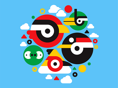 Mini birds vector angry birds character design icon illustraion minimalism vector