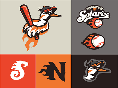 Solaris baseball bird branding illustration logo mlb sandpiper solaris sport sun