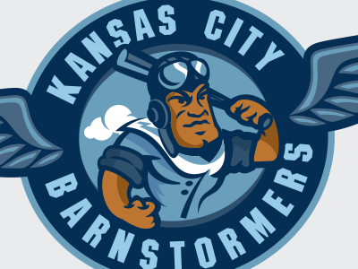 Kc Barnstormers Mascot baseball black character icon kc logo mascot sport vector