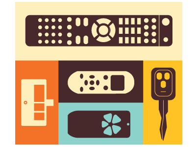 Remote Controls blue fan garage graphic design icons illustration key orange remote control tv vector yellow