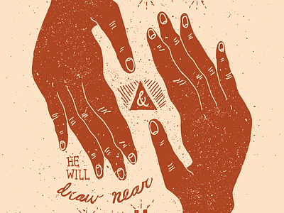 James 4:8 hands illustration lettering texture typography