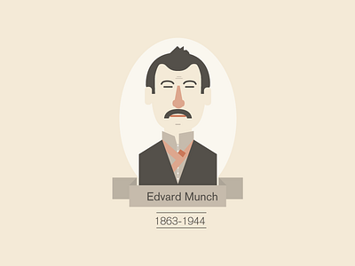 Edvard Munch artist character face flat geometric icon illustration minimal person