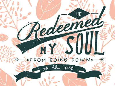 Redeemed hand drawn leaves lettering pattern redeemed type typography