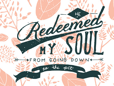Redeemed hand drawn leaves lettering pattern redeemed type typography