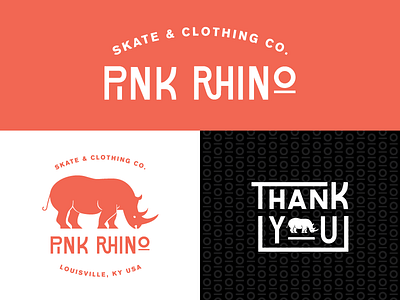Pink Rhino branding logo pattern rhino skate typography