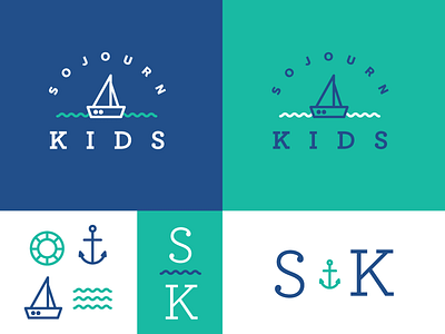 Sojourn Kids WIP boat branding illustration kids logo nautical vector water