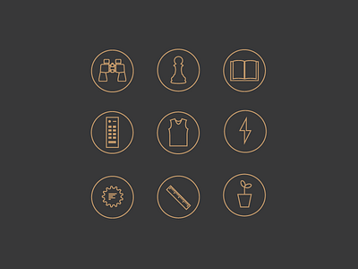 Content Strategy Icons binoculars book chess gear icons illustration jersey lightning plant remote ruler