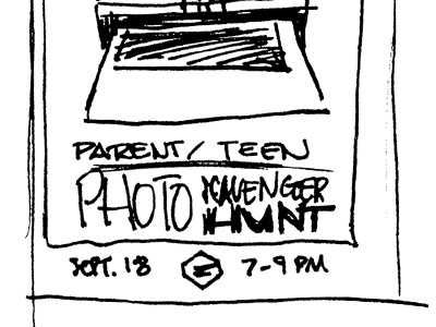 Photo Scavenger Hunt camera poster sketch