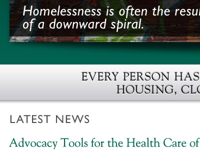 Homeless Advocacy Site, Comp 1 gill sans goudy homelessness