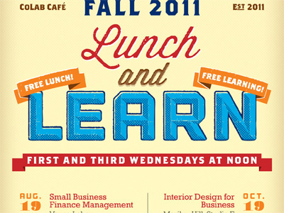 Lunch & Learn - Menu Version diner losttype lunch menu postcard