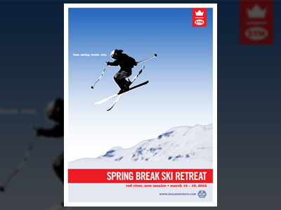 Spring Break Ski Retreat - comp 1 blue break dot halftone red retreat ski spring white