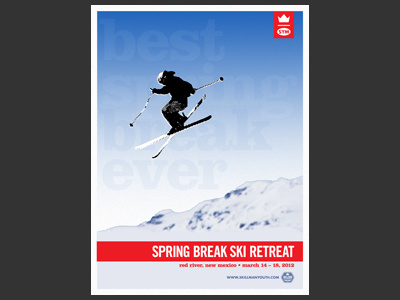 Spring Break Ski Retreat - comp 1, revised blue break clarendon dot halftone red retreat ski spring white