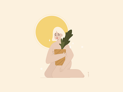 #FunWithFaces 003 characters color design illustration illustration art illustration design illustrator minimal naked nude plants sun