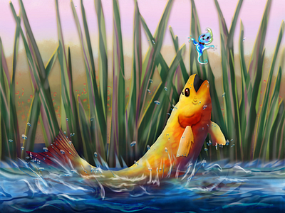 Floundering Fish illustration digitalpainting