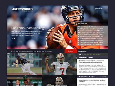 Rotoworld Redesign Concept clean interface layout minimal redesign sports ui user interface web design website