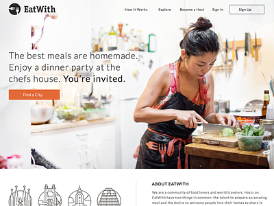 EatWith Homepage clean community design eatwith font food homepage photo redesign ui