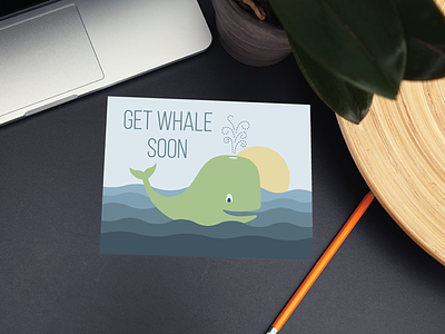 Get Whale Soon card get well greeting card illustration nautical ocean pun sea whale
