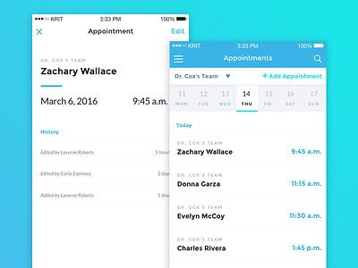 Appointments app appointments calendar healthcare ios medical mobile ui ux